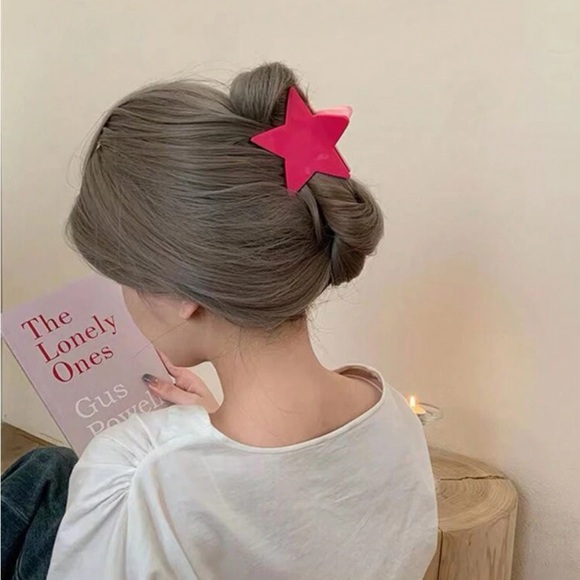 1pc Sweet & Cool Y2k Style Pink Five-Pointed Star Design Hair Clip For Women - Picture 3 of 3